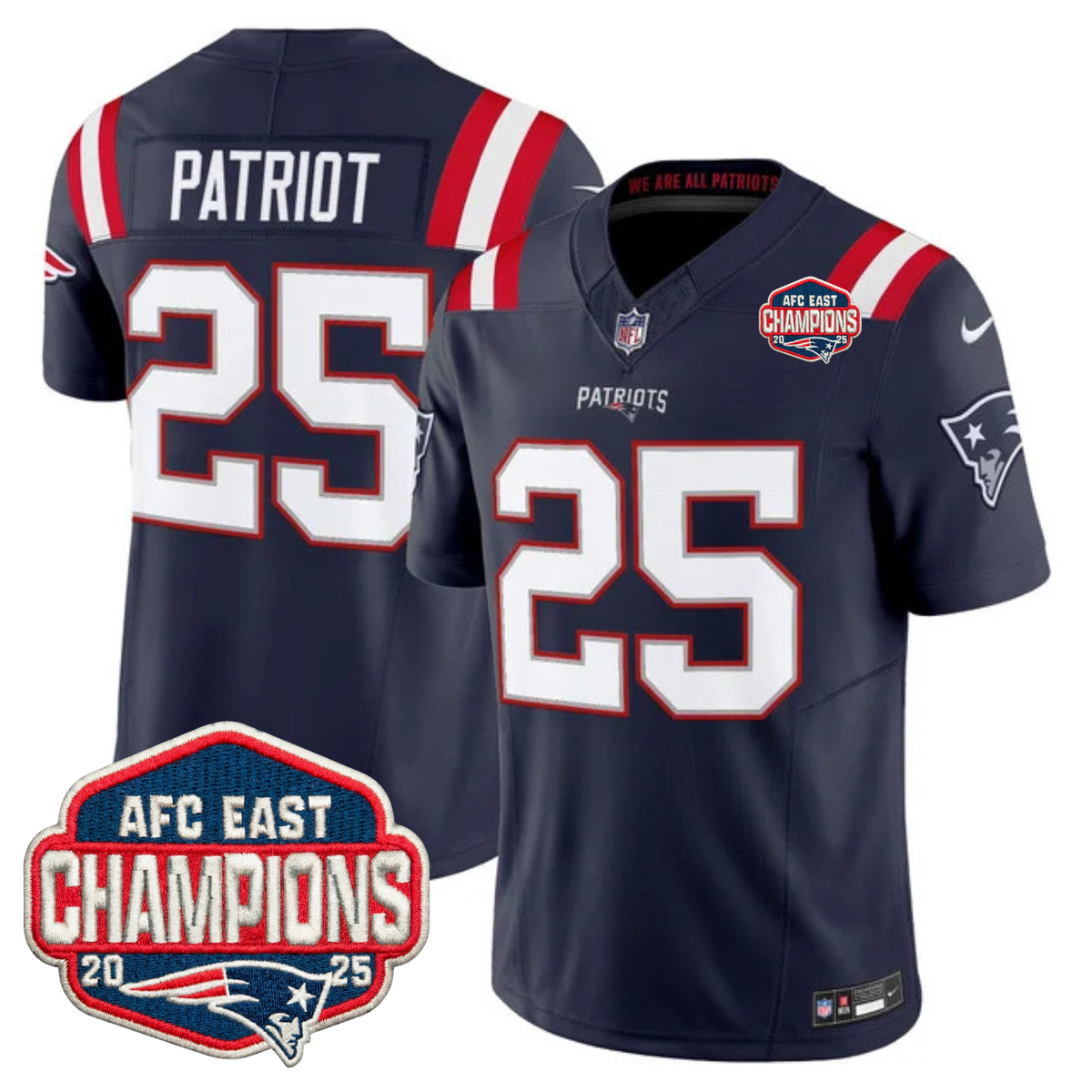 NE AFC East Champions Patch Vapor Limited Jersey - Stitched
