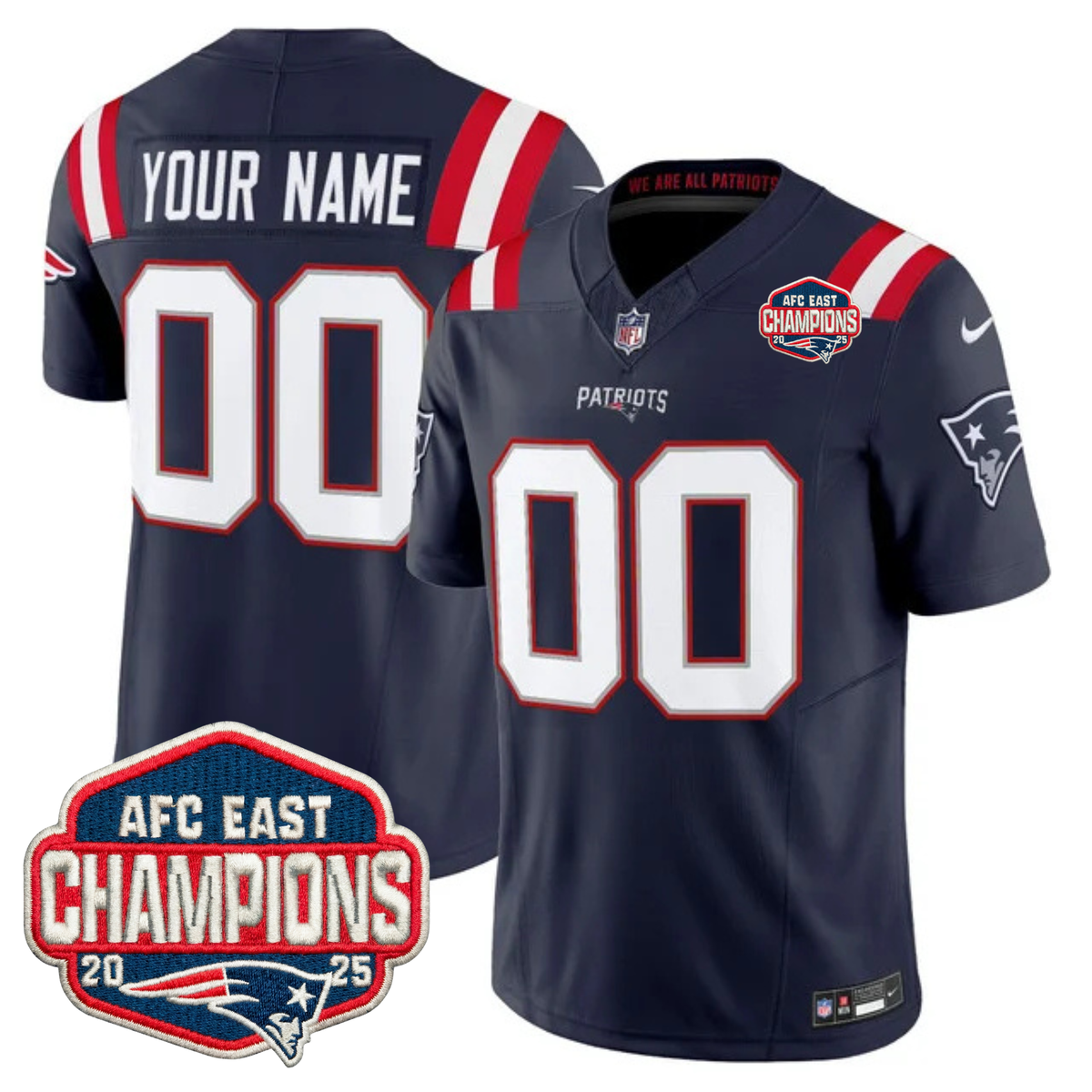 NE AFC East Champions Patch Vapor Limited Jersey - Stitched