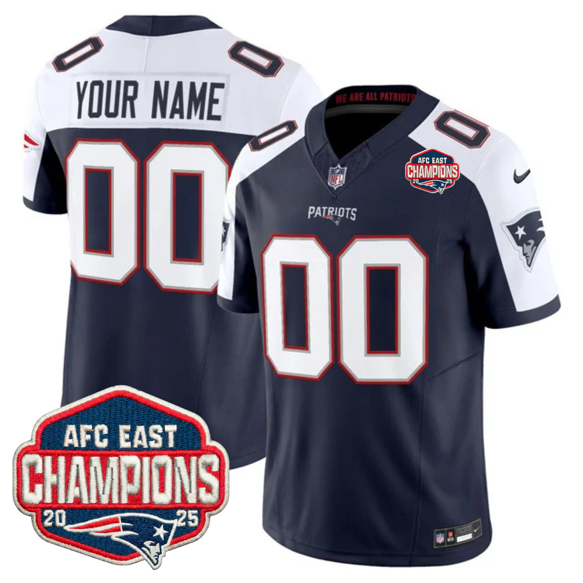 NE AFC East Champions Patch Vapor Limited Jersey - Stitched
