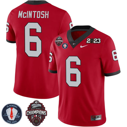 Men's Georgia Bulldogs 2023 Champions & Vince Dooley Patch Jersey - All Stitched