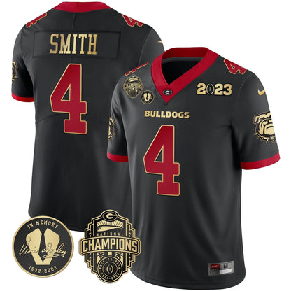 Men's Georgia Bulldogs 2023 Champions & Vince Dooley Patch Jersey - All Stitched
