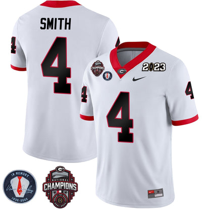 Men's Georgia Bulldogs 2023 Champions & Vince Dooley Patch Jersey - All Stitched