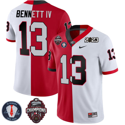 Men's Georgia Bulldogs 2023 Champions & Vince Dooley Patch Jersey - All Stitched