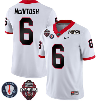 Men's Georgia Bulldogs 2023 Champions & Vince Dooley Patch Jersey - All Stitched