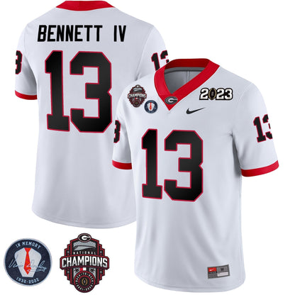 Men's Georgia Bulldogs 2023 Champions & Vince Dooley Patch Jersey - All Stitched