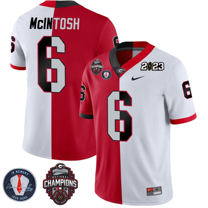 Men's Georgia Bulldogs 2023 Champions & Vince Dooley Patch Jersey - All Stitched