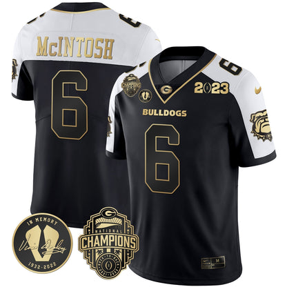Men's Georgia Bulldogs 2023 Champions & Vince Dooley Patch Jersey - All Stitched