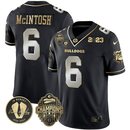 Men's Georgia Bulldogs 2023 Champions & Vince Dooley Patch Jersey - All Stitched