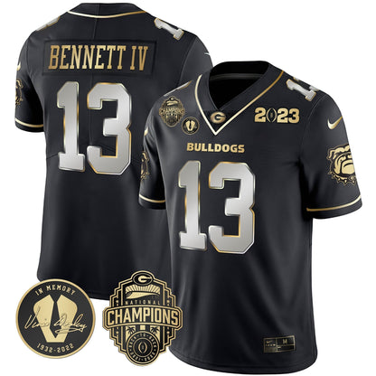 Men's Georgia Bulldogs 2023 Champions & Vince Dooley Patch Jersey - All Stitched