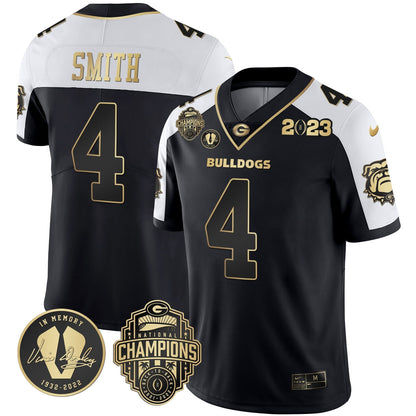 Men's Georgia Bulldogs 2023 Champions & Vince Dooley Patch Jersey - All Stitched