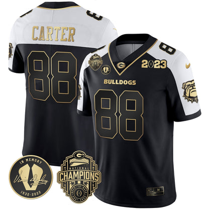 Men's Georgia Bulldogs 2023 Champions & Vince Dooley Patch Jersey - All Stitched