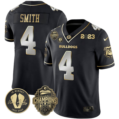 Men's Georgia Bulldogs 2023 Champions & Vince Dooley Patch Jersey - All Stitched