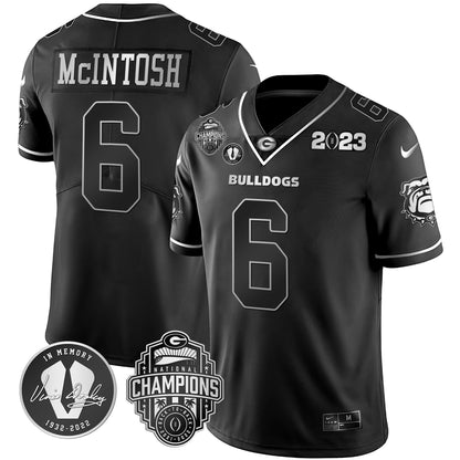 Men's Georgia Bulldogs 2023 Champions & Vince Dooley Patch Gold Jersey - All Stitched
