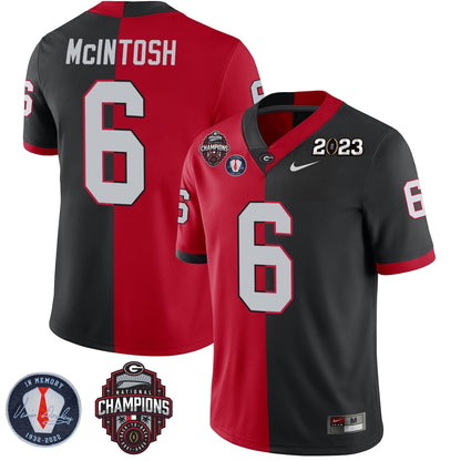 Men's Georgia Bulldogs 2023 Champions & Vince Dooley Patch Gold Jersey - All Stitched