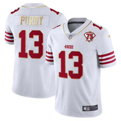 Men's 49ers 75th Anniversary Patch Vapor Gold Trim Jersey - All Stitched