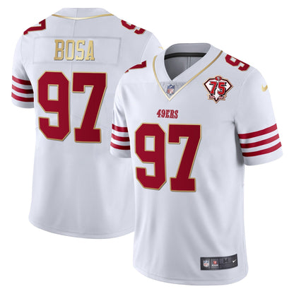 Men's 49ers 75th Anniversary Patch Vapor Gold Trim Jersey - All Stitched