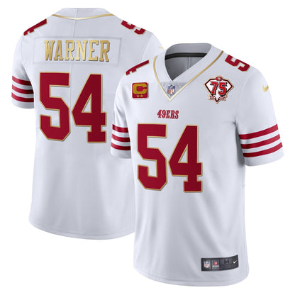 Men's 49ers 75th Anniversary Patch Vapor Gold Trim Jersey - All Stitched