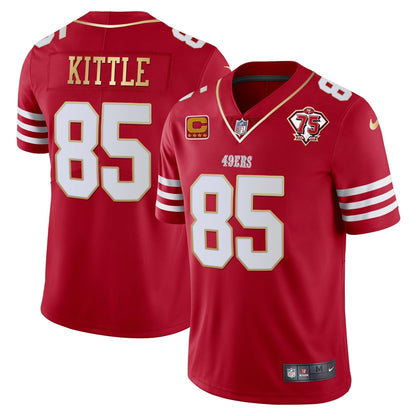 Men's 49ers 75th Anniversary Patch Vapor Gold Trim Jersey - All Stitched
