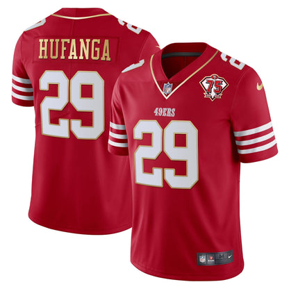 Men's 49ers 75th Anniversary Patch Vapor Gold Trim Jersey - All Stitched