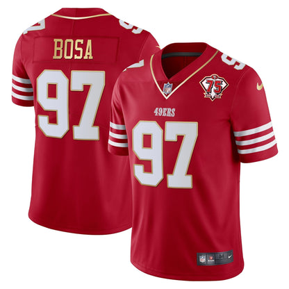 Men's 49ers 75th Anniversary Patch Vapor Gold Trim Jersey - All Stitched