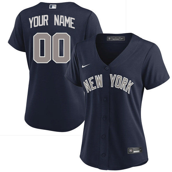 New York Yankees Custom Name And Number Navy Jersey - All Stitched