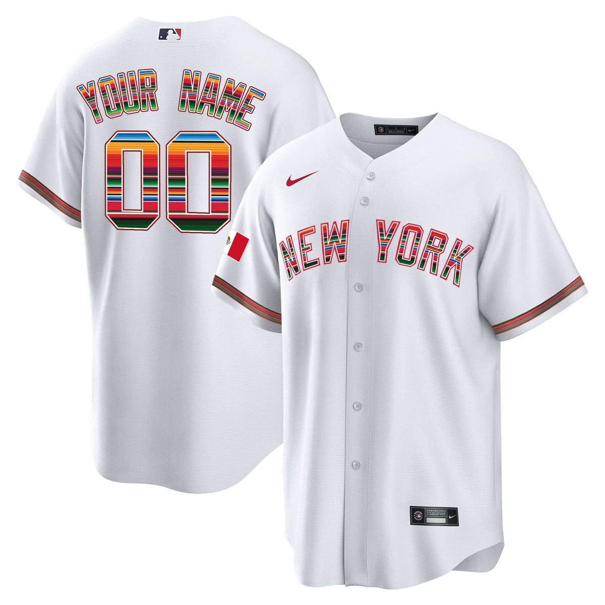 New York Yankees Mexico Cool Base Custom Jersey - All Stitched