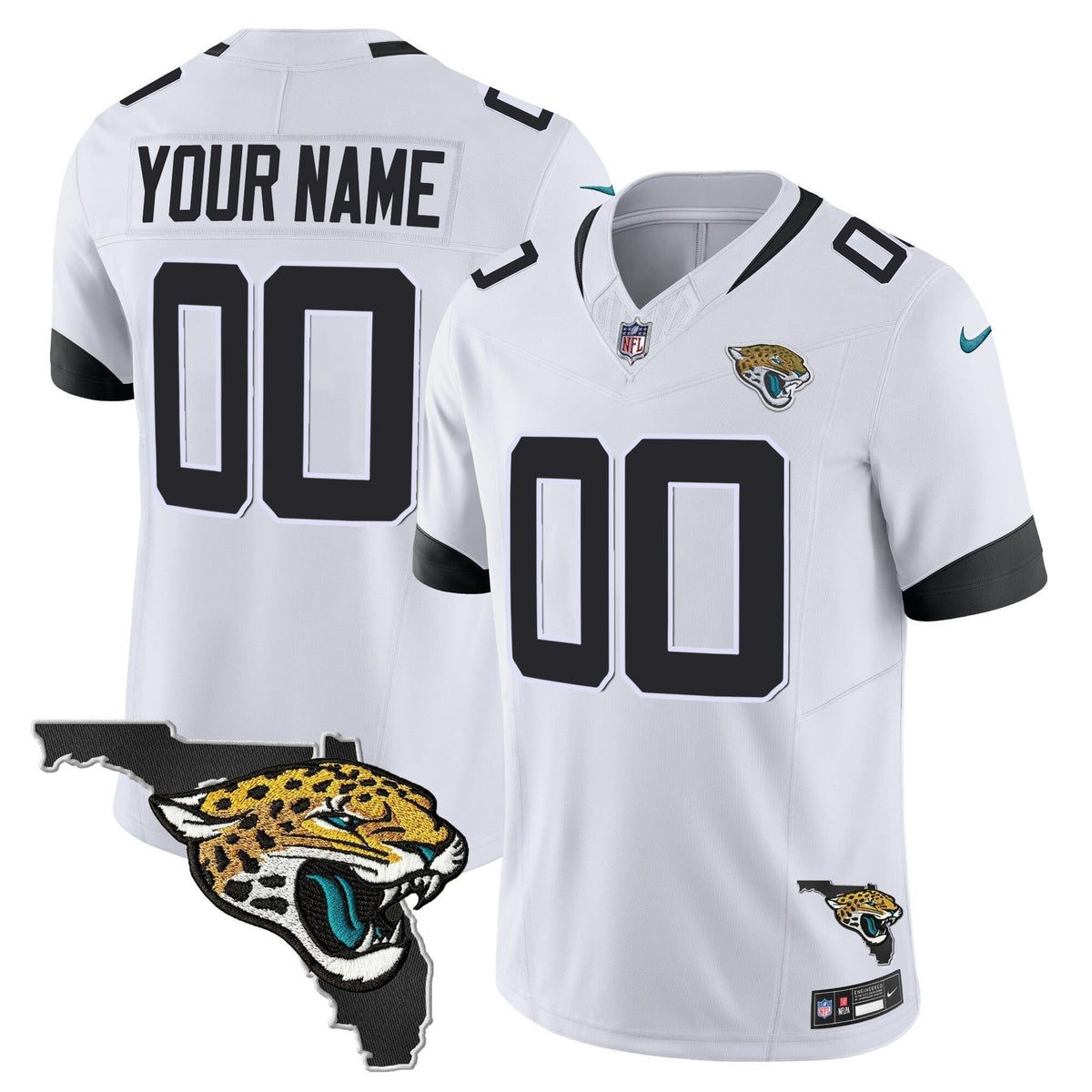 Jacksonville Jaguars Florida Patch Vapor Custom Jersey - All Stitched