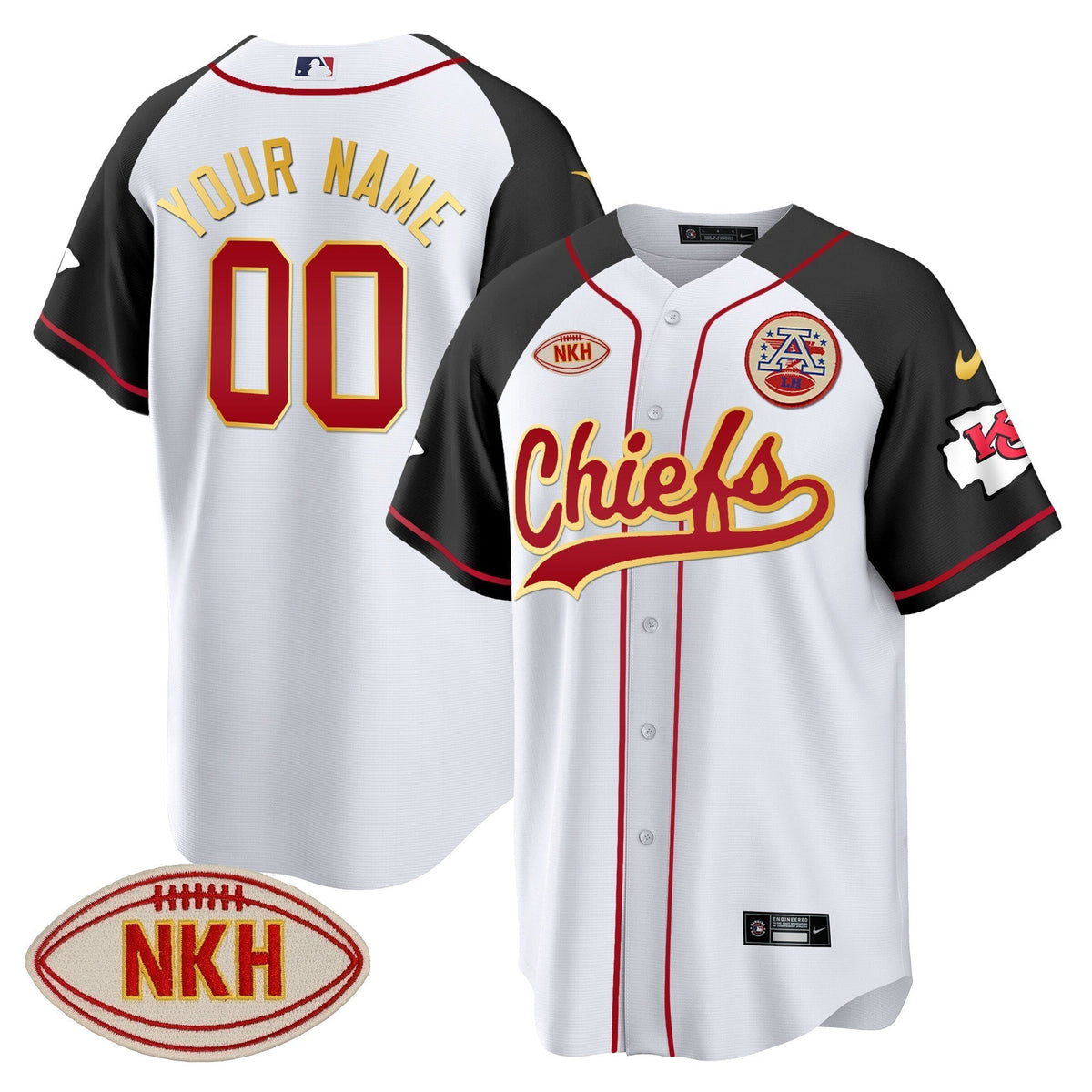 Chiefs NKH Patch Baseball Custom Jersey - All Stitched