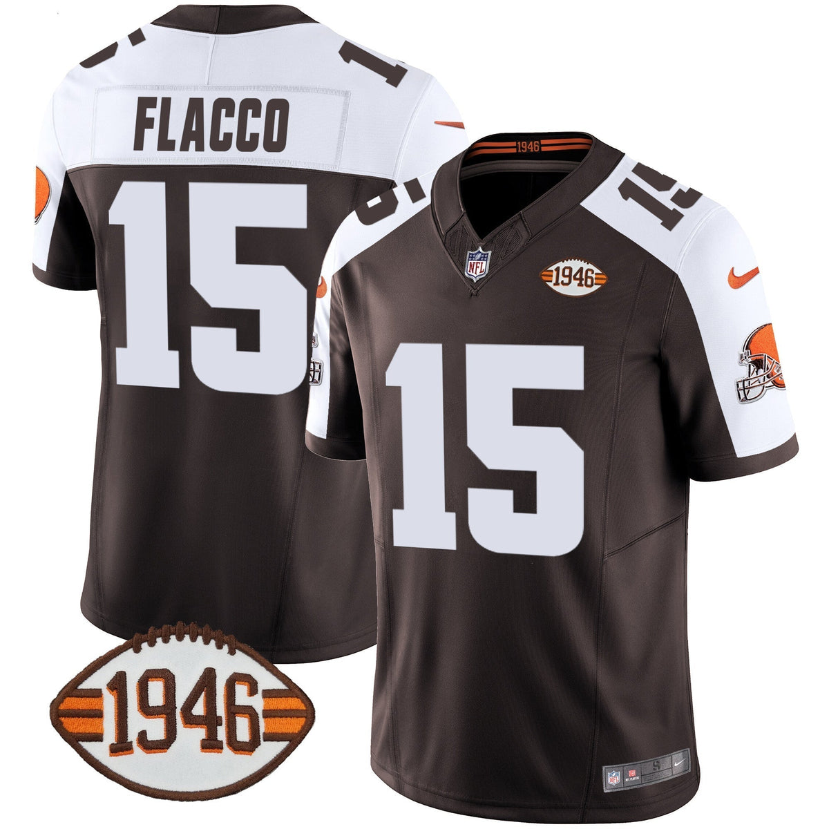 Men's Browns 1946 75th Anniversary Patch Jersey - All Stitched