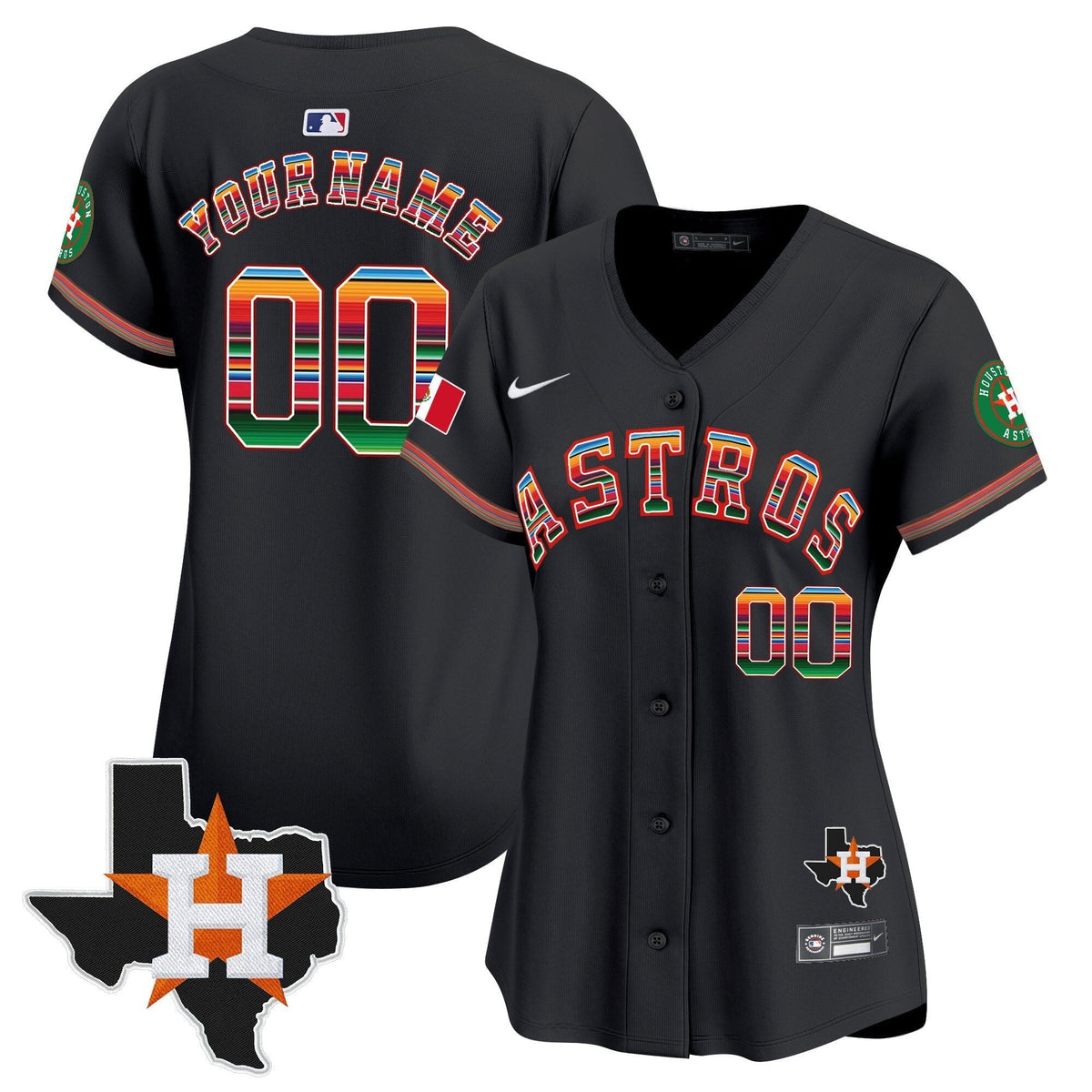 Astros Mexico Texas Patch Vapor Premier Limited Custom Jersey - All Stitched