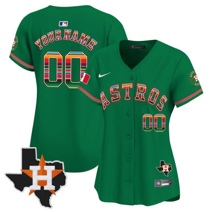 Astros Mexico Texas Patch Vapor Premier Limited Custom Jersey - All Stitched
