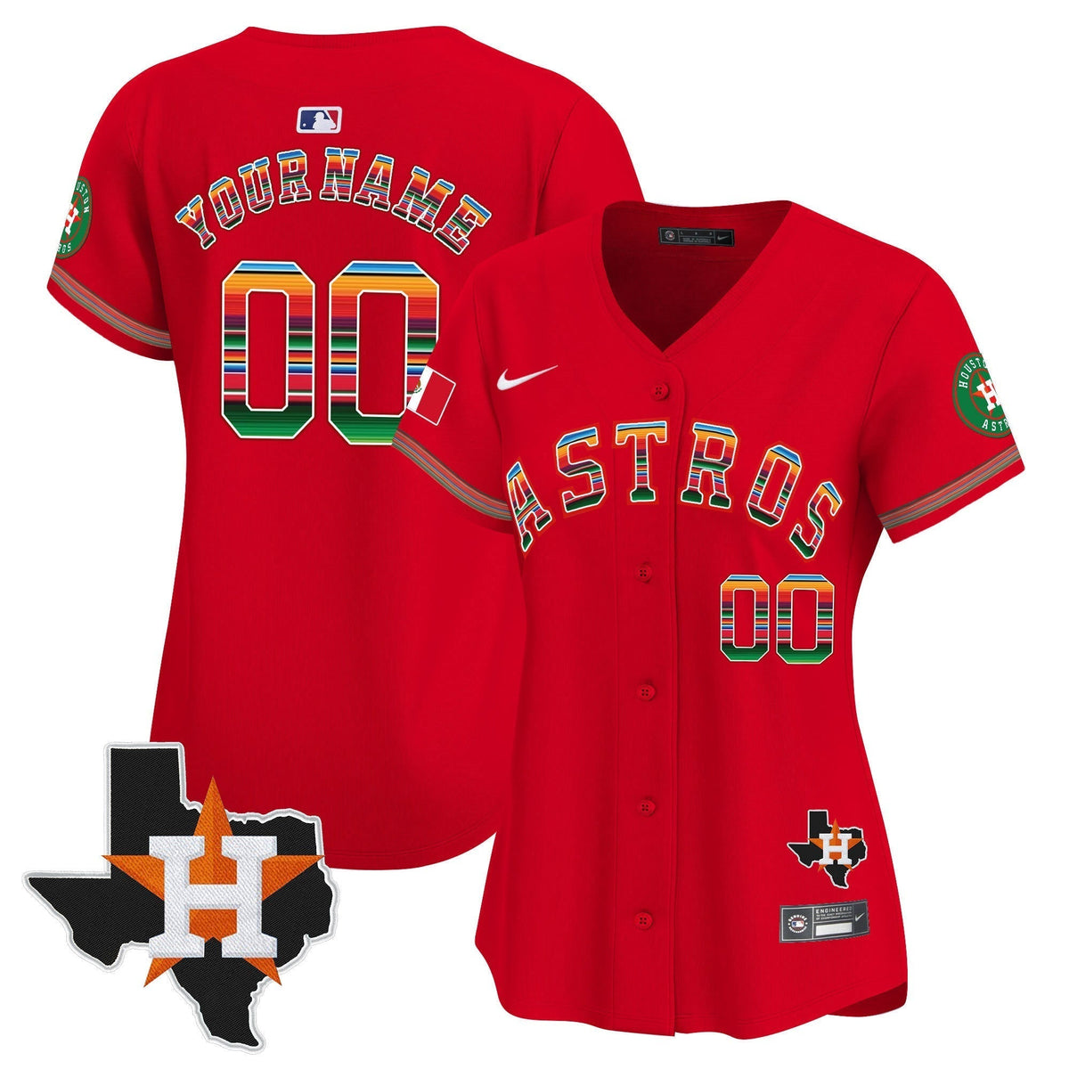 Astros Mexico Texas Patch Vapor Premier Limited Custom Jersey - All Stitched