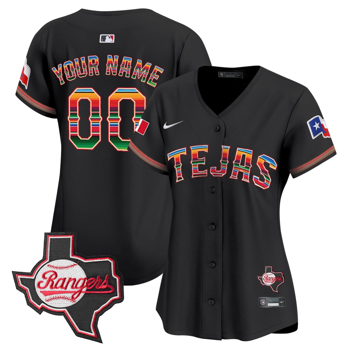 Texas Rangers Mexico Texas Patch Vapor Premier Limited Custom Jersey - All Stitched