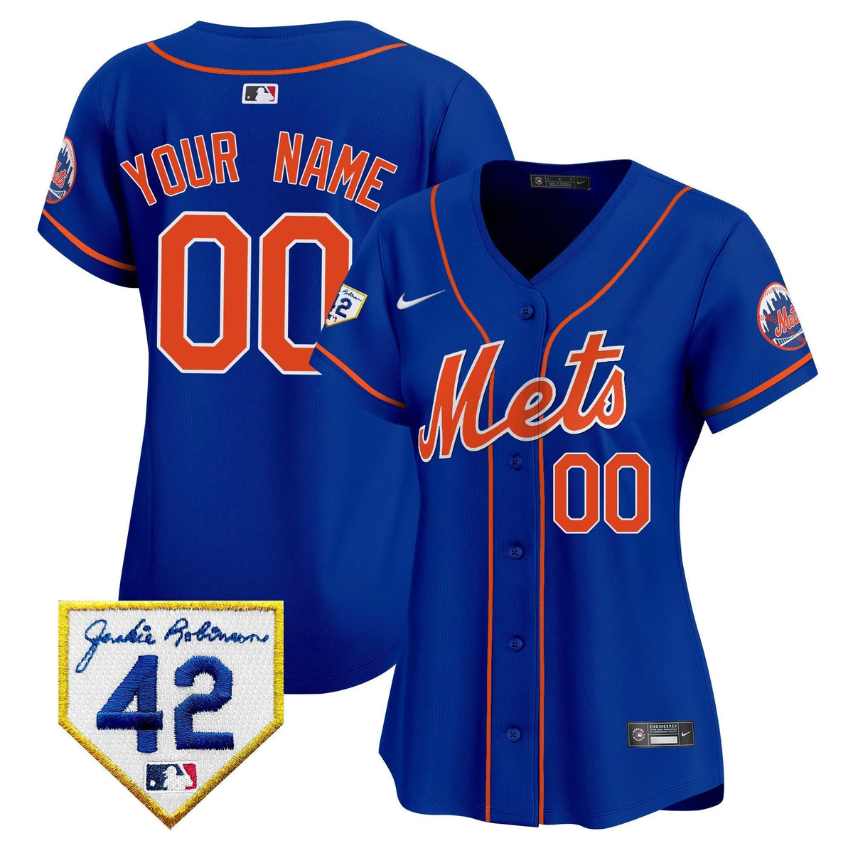New York Mets 2024 Jackie Robinson Patch Vapor Premier Limited Custom Jersey - All Stitched
