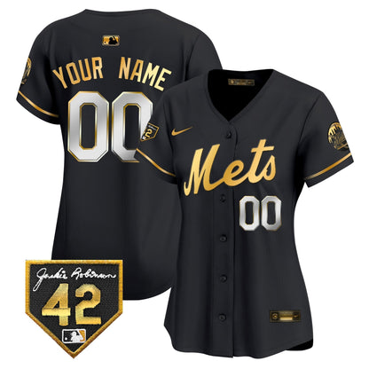 New York Mets 2024 Jackie Robinson Patch Vapor Premier Limited Custom Jersey - All Stitched