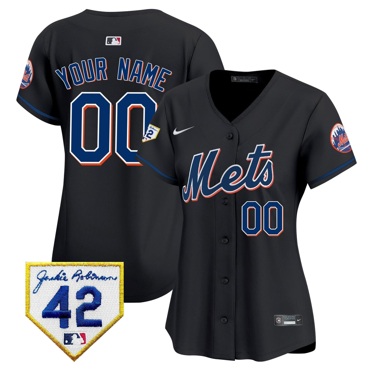 New York Mets 2024 Jackie Robinson Patch Vapor Premier Limited Custom Jersey - All Stitched