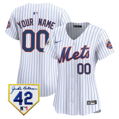 New York Mets 2024 Jackie Robinson Patch Vapor Premier Limited Custom Jersey - All Stitched