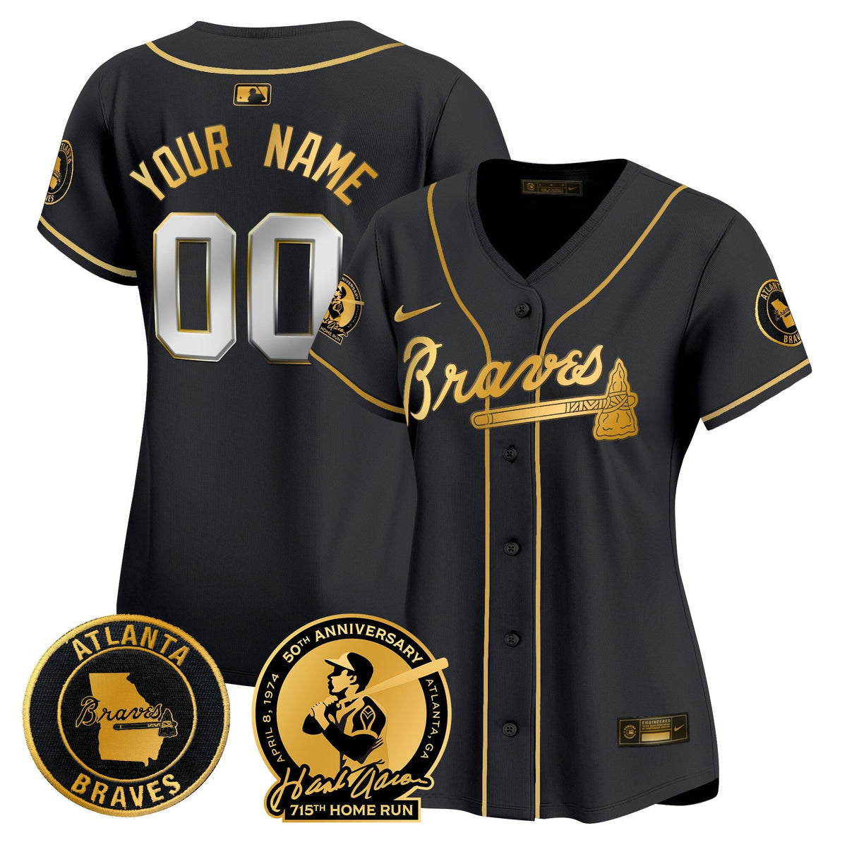 Atlanta Braves Hank Aaron 715th Home Run Patch Vapor Premier Limited Custom Jersey - All Stitched