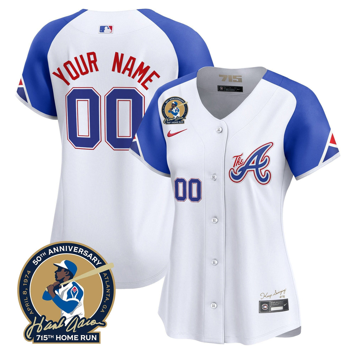Atlanta Braves Hank Aaron 715th Home Run Patch Vapor Premier Limited Custom Jersey - All Stitched