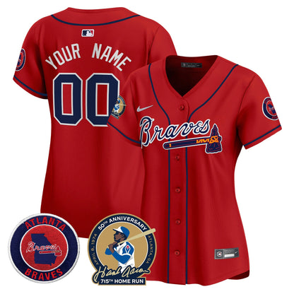 Atlanta Braves Hank Aaron 715th Home Run Patch Vapor Premier Limited Custom Jersey - All Stitched