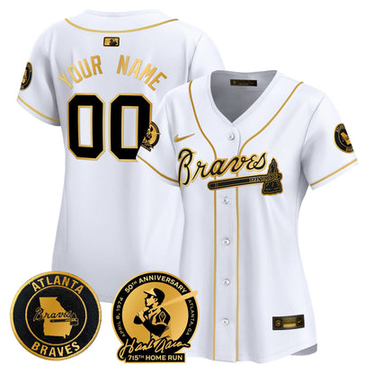 Atlanta Braves Hank Aaron 715th Home Run Patch Vapor Premier Limited Custom Jersey - All Stitched