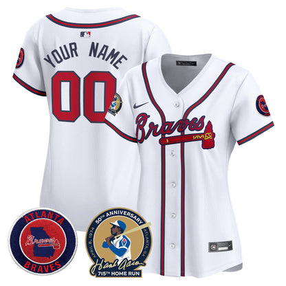 Atlanta Braves Hank Aaron 715th Home Run Patch Vapor Premier Limited Custom Jersey - All Stitched