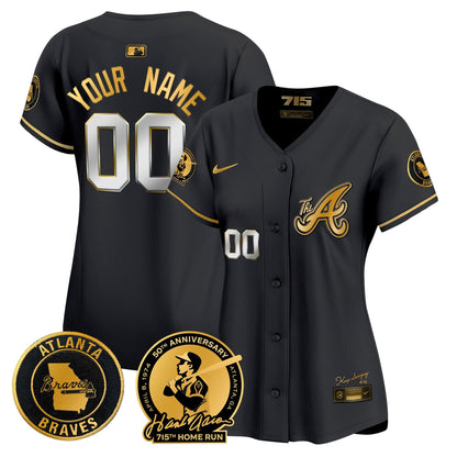 Atlanta Braves Hank Aaron 715th Home Run Patch Vapor Premier Limited Custom Jersey V2 - All Stitched