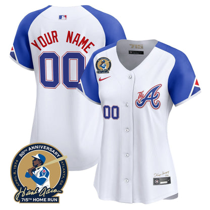 Atlanta Braves Hank Aaron 715th Home Run Patch Vapor Premier Limited Custom Jersey V2 - All Stitched
