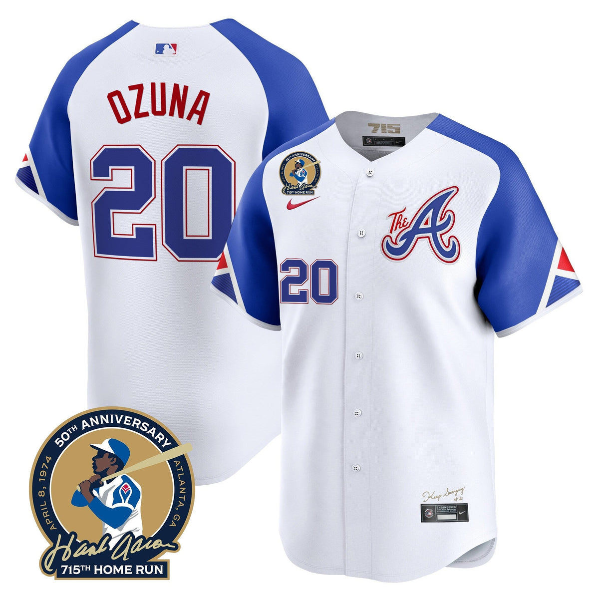 Atlanta Braves Hank Aaron 715th Home Run Patch Vapor Premier Limited Jersey V2 - All Stitched