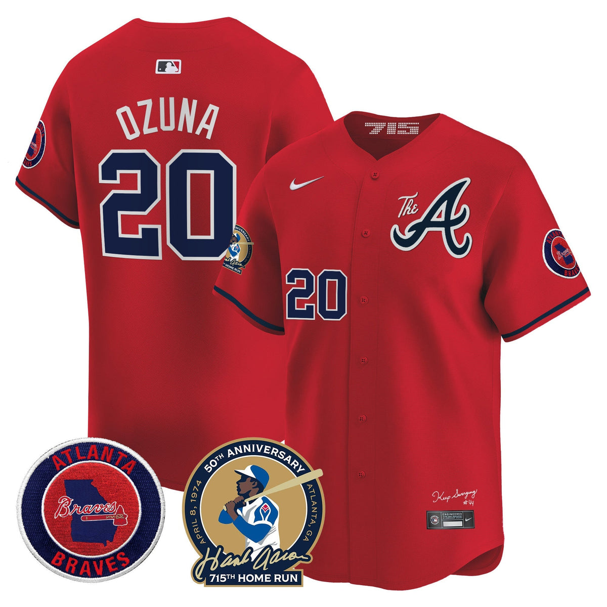 Atlanta Braves Hank Aaron 715th Home Run Patch Vapor Premier Limited Jersey V2 - All Stitched