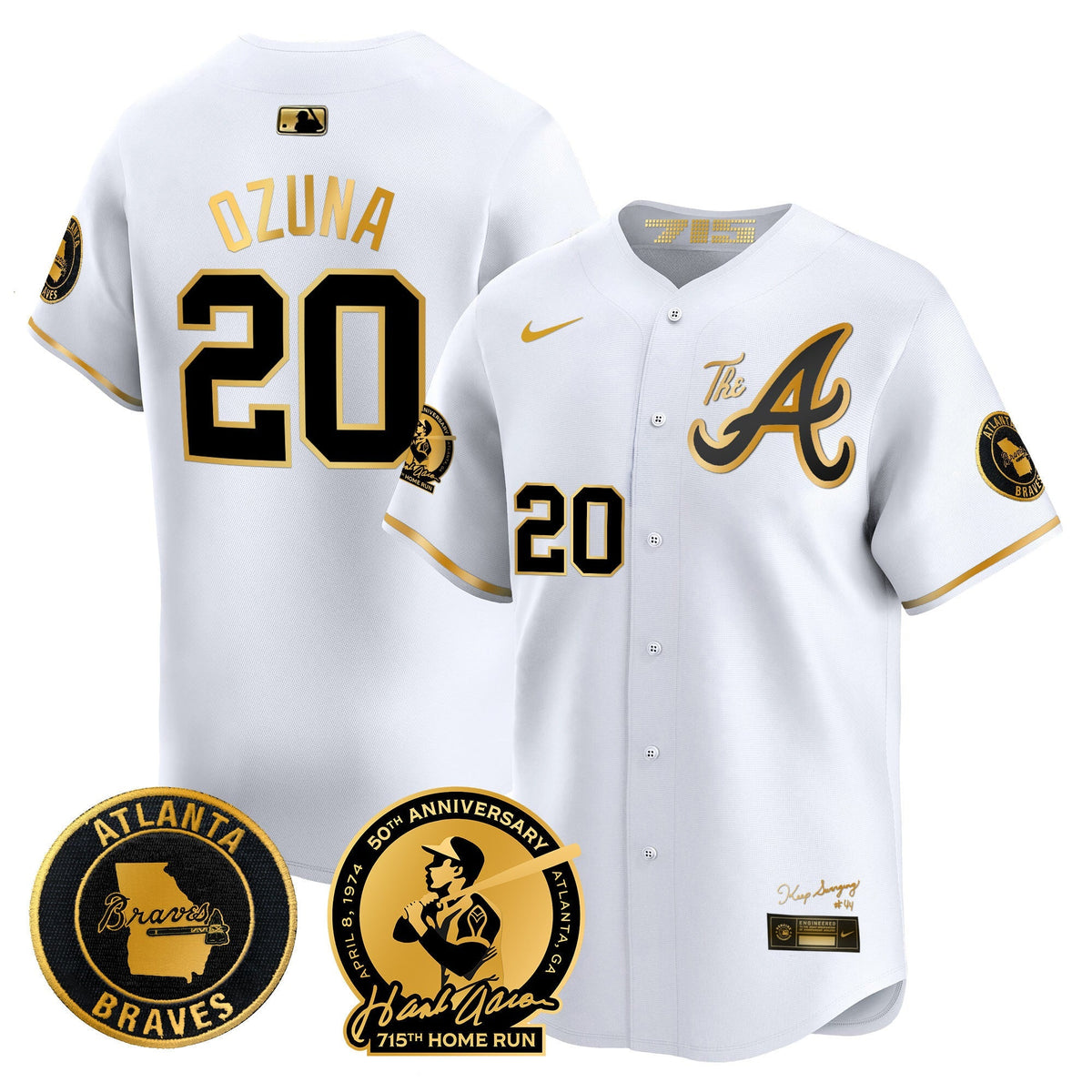 Atlanta Braves Hank Aaron 715th Home Run Patch Vapor Premier Limited Jersey V2 - All Stitched