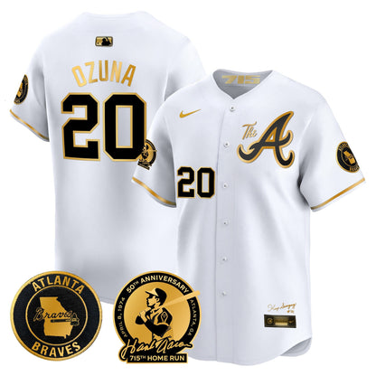 Atlanta Braves Hank Aaron 715th Home Run Patch Vapor Premier Limited Jersey V2 - All Stitched