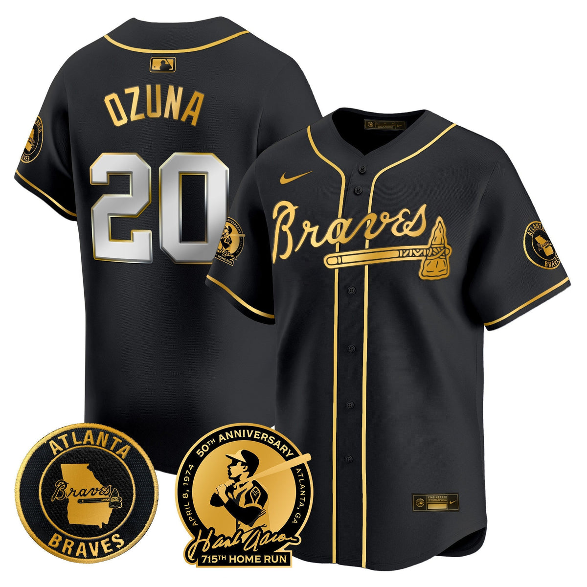 Men's Atlanta Braves Hank Aaron 715th Home Run Patch Vapor Premier Limited Jersey - All Stitched