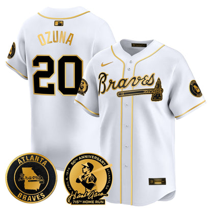 Men's Atlanta Braves Hank Aaron 715th Home Run Patch Vapor Premier Limited Jersey - All Stitched